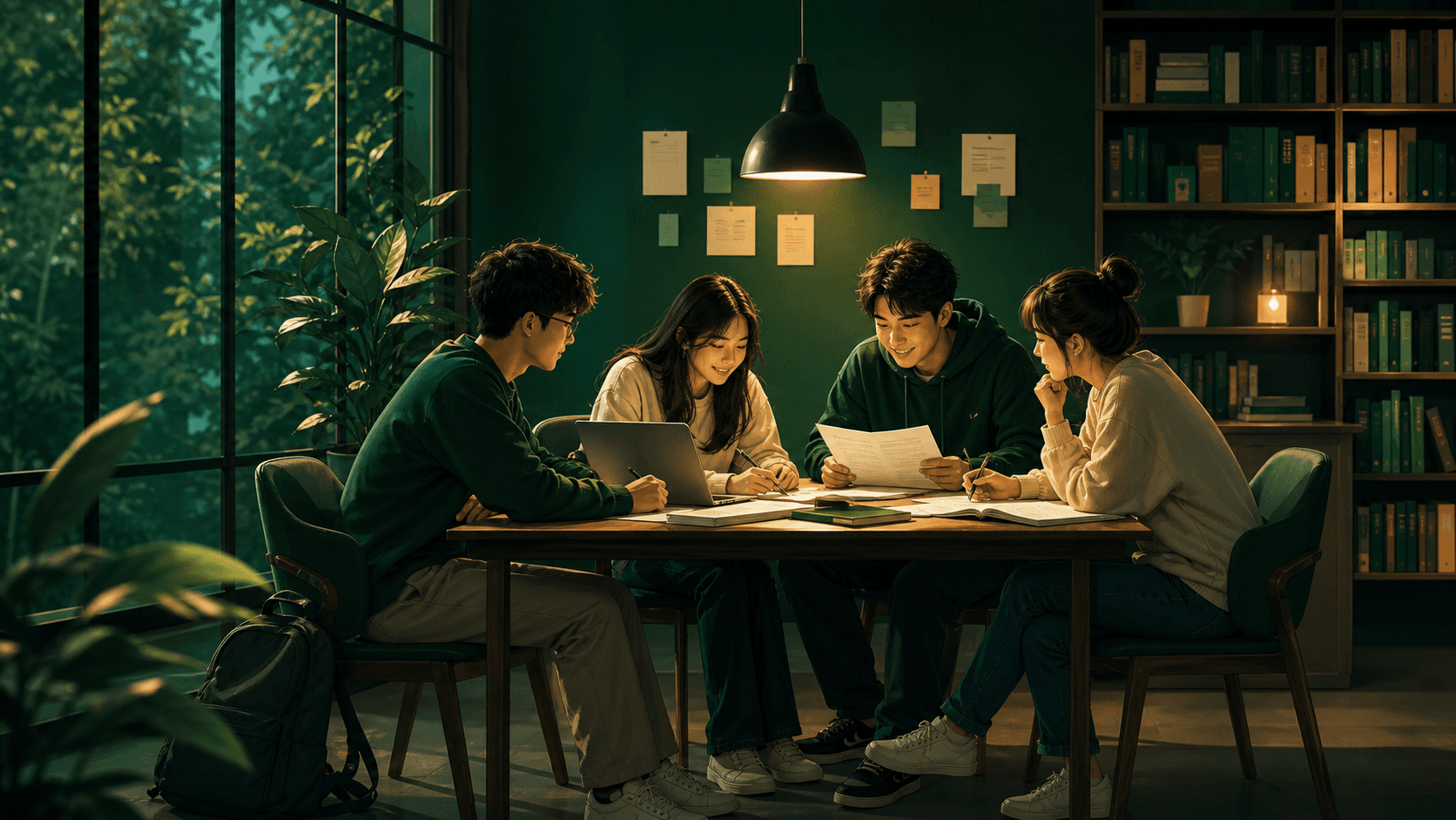 Nhóm sinh viên chia sẻ tài liệu học tập